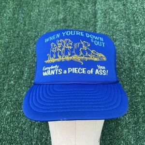 VTG Everybody Wants a Piece Your Ass Trucker Hat Rats Funny  *Cracked Brim 80s